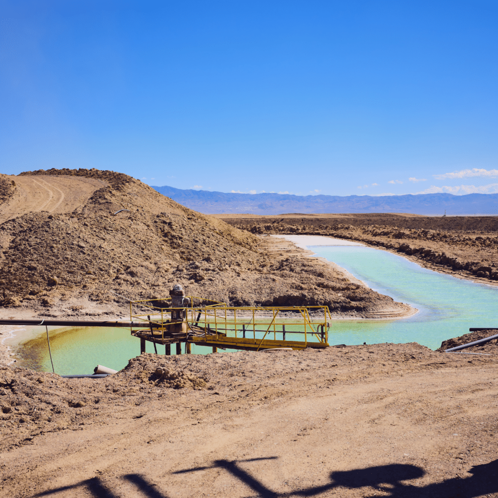 Evaporation pool used during lithium mining