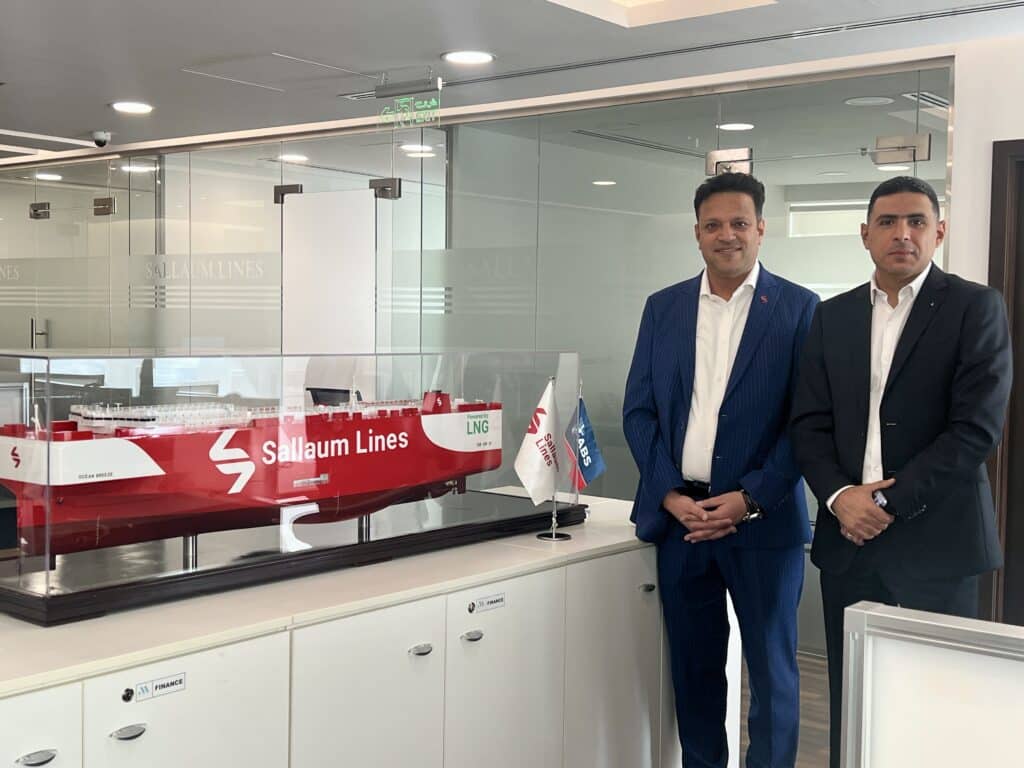 Puneet Arora, Head of Technical at Sallaum lines DMCC (left), and Mohamed Ehab, Key Accounts Manager – Shipping, Jotun UAE Ltd (right).